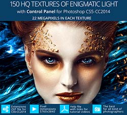 150个高清光线光斑纹理图片和PS扩展面板：Enigmatic Light with Control Panel